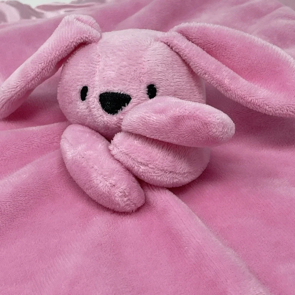 Bunny rabbit pink Baby Security Blanket‎ Lovey satin trim Mystic Apparel
